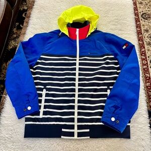 Tommy Hilfiger Multicolored 100% Nylon Hooded Unisex Windbreaker Jacket size L/G